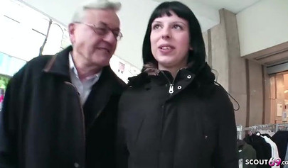 German teen seduces her granddaddy, lets him fuck her reverse cowgirl style