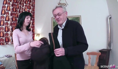 German teen seduces her granddaddy, lets him fuck her reverse cowgirl style