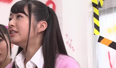 Japanese teen schoolgirls participate in a massive fuckfest in their school