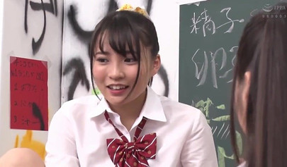Japanese teen schoolgirls participate in a massive fuckfest in their school