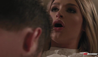 18+ Emma Hix gets fucked cowgirl style in a cute dress and receives a cumshot