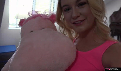 Tiny blonde teen in girly clothes and room is brutally fucked and left pregnant