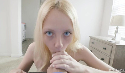 Tiny blonde teen in rainbow stockings tries out the porno life and gets creamed