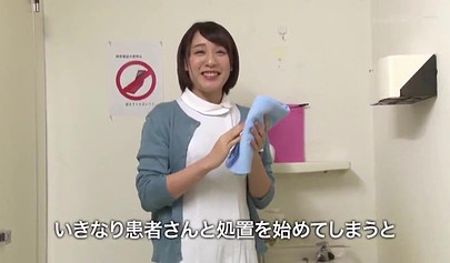 18+ Japanese nurse fucks a patient in a small hospital room and gets a facial
