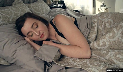 Chubby teen with big green eyes Cameron Minx gets fucked on a king size bed