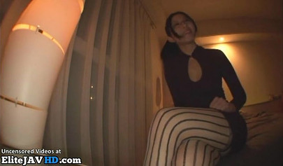 Hot Japanese teen with glasses swallows a dick but refuses to swallow cum