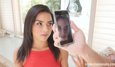 Brunette teen with bronze skin Maya Bijou enjoys making love with her stepbro