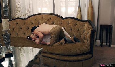 Redhead teenage ballerina gets a creamy surprise fresh and ready in her cunt