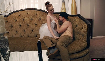 Redhead teenage ballerina gets a creamy surprise fresh and ready in her cunt