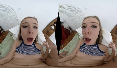 Blonde teen gets fucked and receives a facial in VR