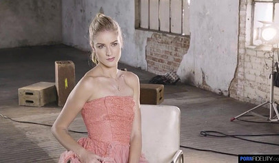 A beautiful blonde teen Mazzy Grace chokes on a dick and gets drowned in cum