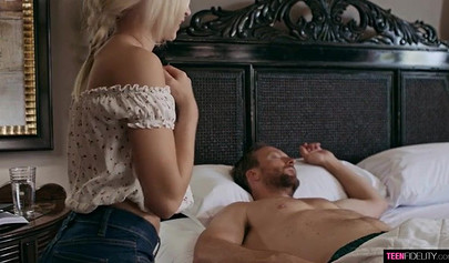 An 18+ hot blonde babe Kiara Cole fucks in a lovely home