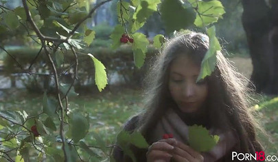 Teen with flat chest plays with herself in the kitchen and loves to be watched