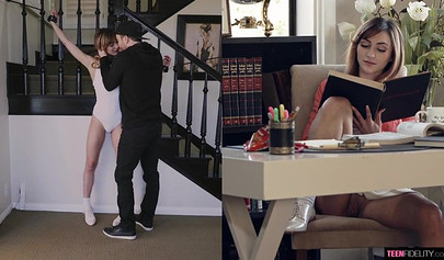 Beautiful teen Ana Rose makes passionate love to a guy in a sweet house