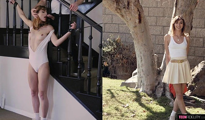 Beautiful teen Ana Rose makes passionate love to a guy in a sweet house