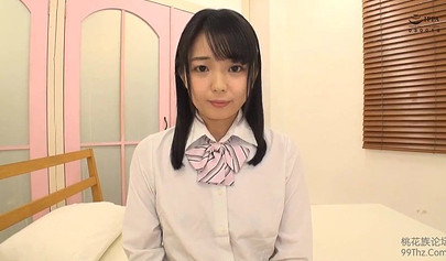 Shy Japanese nubile has her perky tits and cute little nipples licked and rubbed