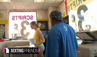 Tattooed blonde teen chokes on a fat black cock before it stretches her tight ass