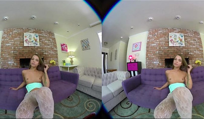 Charming blonde nubile swallows a big hard cock and rides it balls deep in VR