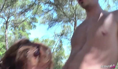 German teen seduced on a beach goes to a trip in woods to get absolutely fucked