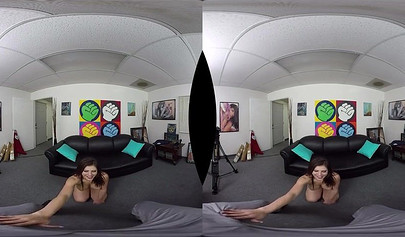 Busty teen Leah Gotti gives an amazing blowjob and rides a big hard cock in VR