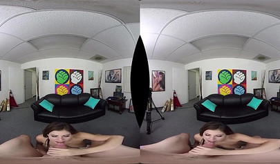 Busty teen Leah Gotti gives an amazing blowjob and rides a big hard cock in VR