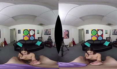 Busty teen Leah Gotti gives an amazing blowjob and rides a big hard cock in VR