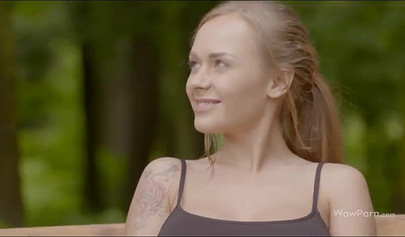 Two fit teens with great tits and perfect bodies have a steamy lesbian sex outside