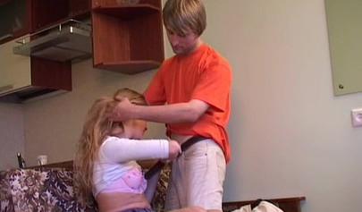 Amateur blonde teenie takes a big hard cock deep in her throat and her wet pussy