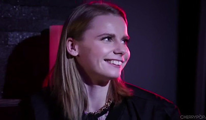 Cute petite nubile slobbers on his shaft before taking it deep in her wet pussy