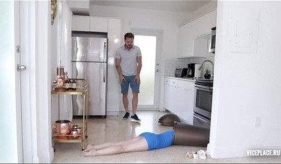 Ravishing pale black-haired teenie choked with his huge cock before being pounded