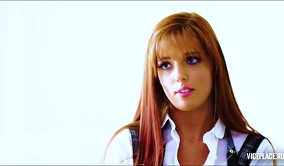 Redhead schoolgirl teenie slobbers on a big cock before having her pussy pounded