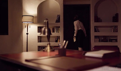 Dominant bald dude presses woman against table and fills her little pussy up