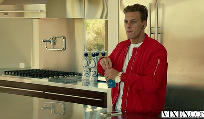 Assertive dude gets cock sucked by two horny women with nice asses and titties