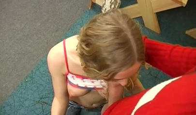 Teen cutie is bent over and her tight wet pussy is filled up by her hunky man