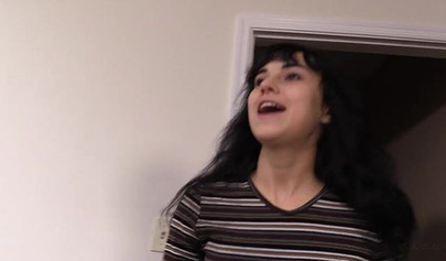 Dark teen struggles to breathe while she gets her throat fucked and swallows cum