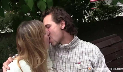 Submissive young bitch picked up by a hot hunk and then pinned down and pounded