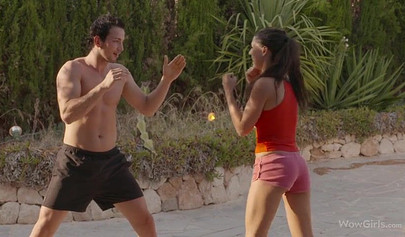 Boxer teen babe turns sparring match into hot steamy sex round and swallows cum