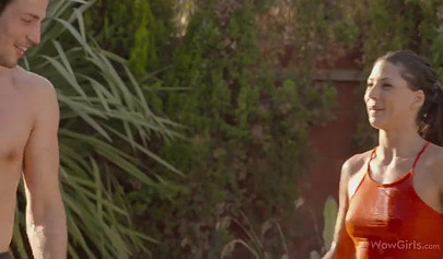 Boxer teen babe turns sparring match into hot steamy sex round and swallows cum