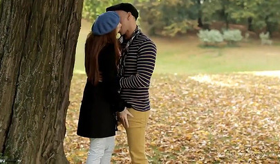 Redhead teenie kisses her lover and then gets her tight wet pussy licked out