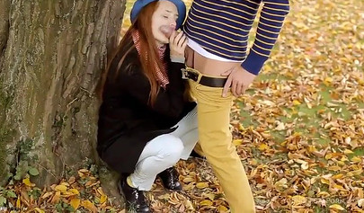 Redhead teenie kisses her lover and then gets her tight wet pussy licked out