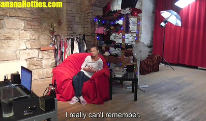 Young teen girl with small tits strips down in front of a camera for money