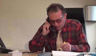 Redhead teen tries out casting for porn and shows an old man what she can do