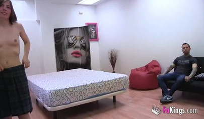 Petite teen girl comes in for a web cam job and ends up in the porno industry