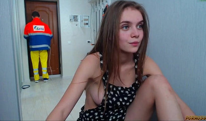 Young busty teen girl fucks like a slut on the webcam while people are watching