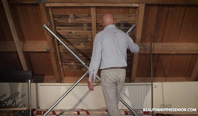 Old bald dog hides so he can fuck with his teenage granddaughter in the attic