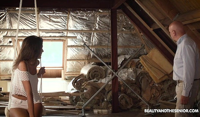 Old bald dog hides so he can fuck with his teenage granddaughter in the attic