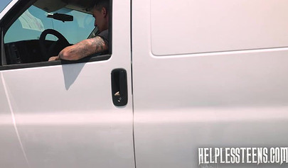 Petite brunette nubile Carolina Sweets tied up in a van and hammered long and hard