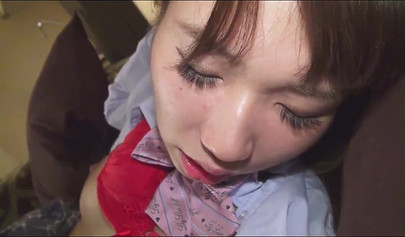 Shy Asian teenie giving a wet blowjob before having her hairy pussy railed hard