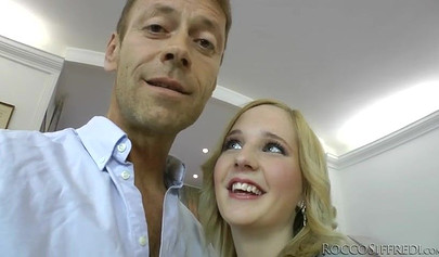 Innocent blonde teen Alice Dumb sucking his fat cock and riding him long and hard