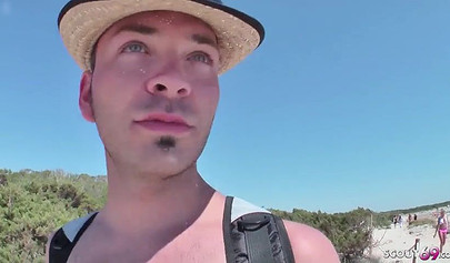 German teen seduced on the beach lets a guy get balls deep in her cute asshole